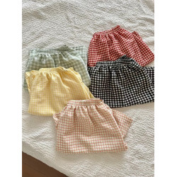 格子睡褲男士女短褲夏季新款泡泡棉紗可外穿休閒遛彎褲薄款家居褲