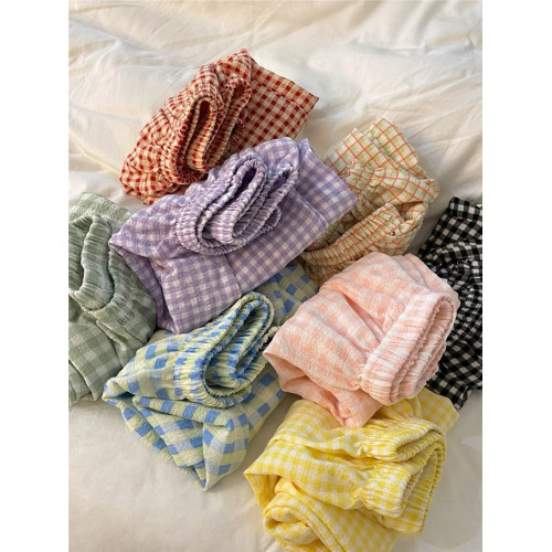 格子睡褲男士女短褲夏季新款泡泡棉紗可外穿休閒遛彎褲薄款家居褲 格子睡褲男士女短褲夏季新款泡泡棉紗可外穿休閒遛彎褲薄款家居褲