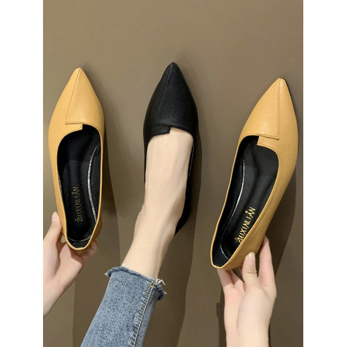 單鞋女平底2026新款復古百搭軟底四季鞋尖頭淺口舒適職業工作鞋子