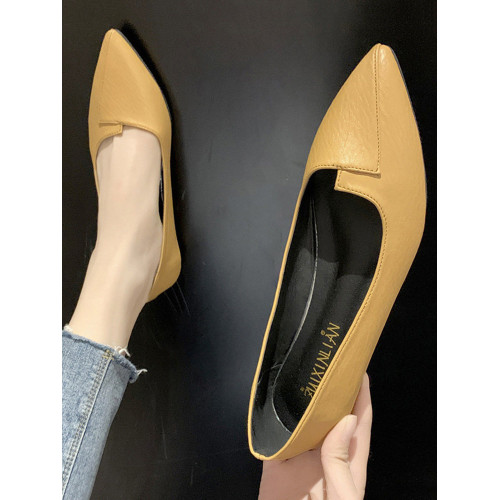 單鞋女平底2026新款復古百搭軟底四季鞋尖頭淺口舒適職業工作鞋子