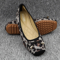 韓國chic ins秋冬方頭鞋蝴蝶結平底單鞋豹紋船鞋百搭平底大碼女鞋