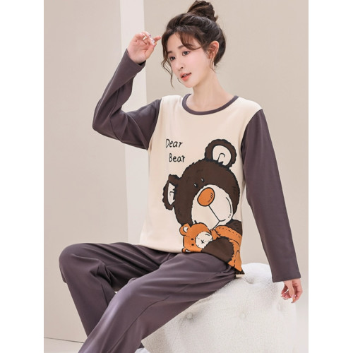 睡衣女秋冬季純棉長袖長褲胖mm加肥大碼寬鬆200斤卡通女生家居服 睡衣女秋冬季純棉長袖長褲胖mm加肥大碼寬鬆200斤卡通女生家居服