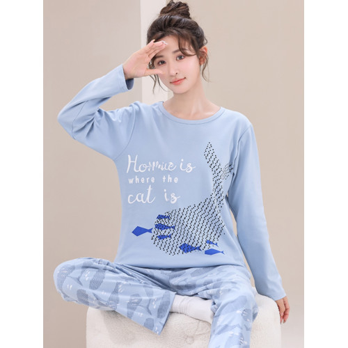 睡衣女秋冬季純棉長袖長褲胖mm加肥大碼寬鬆200斤卡通女生家居服 睡衣女秋冬季純棉長袖長褲胖mm加肥大碼寬鬆200斤卡通女生家居服