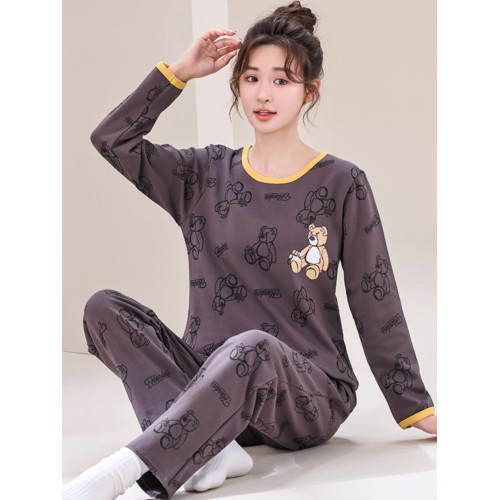 睡衣女秋冬季純棉長袖長褲胖mm加肥大碼寬鬆200斤卡通女生家居服 睡衣女秋冬季純棉長袖長褲胖mm加肥大碼寬鬆200斤卡通女生家居服