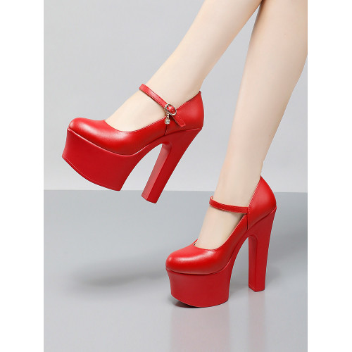 模特走秀高跟鞋女不累腳專用旗袍粗跟真皮跳舞t台中老年演出舞蹈