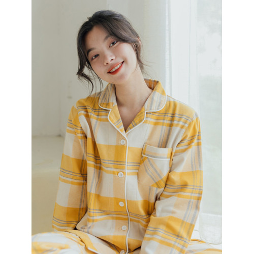 出口日本女士全棉春秋冬季純棉磨毛絨布情侶長袖睡衣格子家居服男 出口日本女士全棉春秋冬季純棉磨毛絨布情侶長袖睡衣格子家居服男