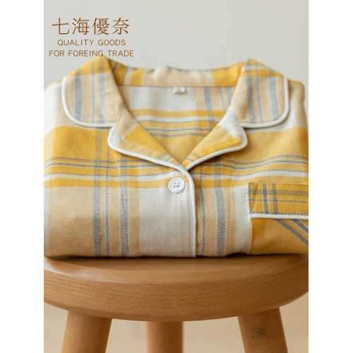 出口日本女士全棉春秋冬季純棉磨毛絨布情侶長袖睡衣格子家居服男 出口日本女士全棉春秋冬季純棉磨毛絨布情侶長袖睡衣格子家居服男