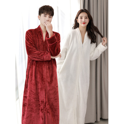 雙面絨睡衣男冬加厚連體睡裙女2025新款懶人浴裙長款拉鍊睡袍男冬 雙面絨睡衣男冬加厚連體睡裙女2025新款懶人浴裙長款拉鍊睡袍男冬