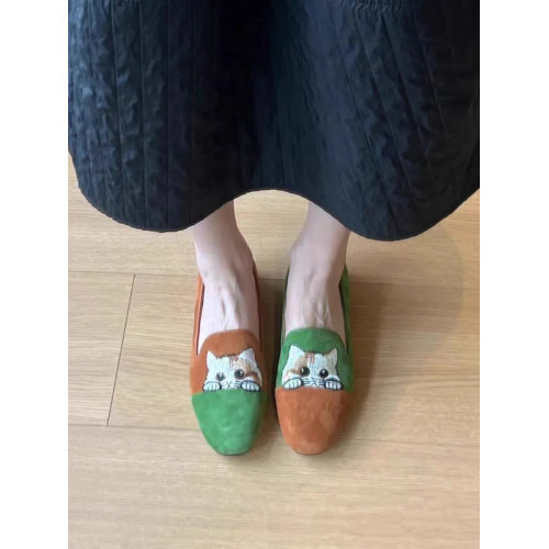 一腳蹬樂福鞋女大碼肥寬腳腳腫鞋方頭孕婦平底女鞋單鞋媽媽鞋春夏