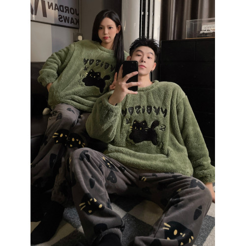 情侶睡衣女冬季珊瑚絨加厚加絨條紋網紅風法蘭絨男士保暖家居服厚 情侶睡衣女冬季珊瑚絨加厚加絨條紋網紅風法蘭絨男士保暖家居服厚