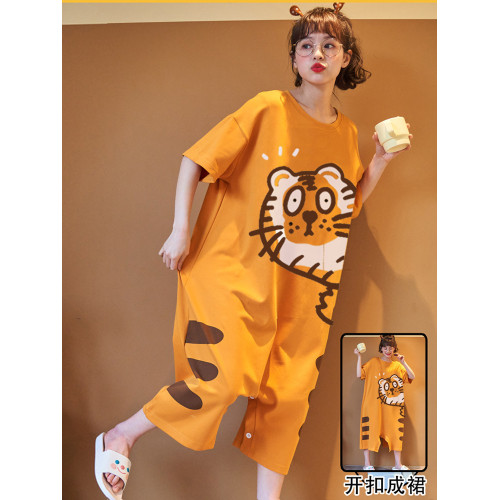 2022年新款連體睡衣女夏天純棉短袖可愛大碼睡裙女春秋夏季網紅風 2022年新款連體睡衣女夏天純棉短袖可愛大碼睡裙女春秋夏季網紅風