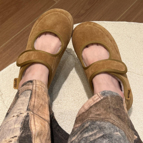 厚底內增高瑪麗珍鞋加絨女2024秋冬魔術貼休閒毛毛鞋