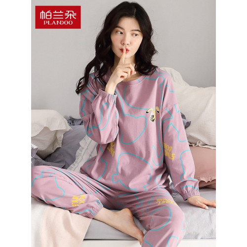帕蘭朵睡衣春秋女款2026年新款純棉長袖全棉女士兔子寬鬆家居服