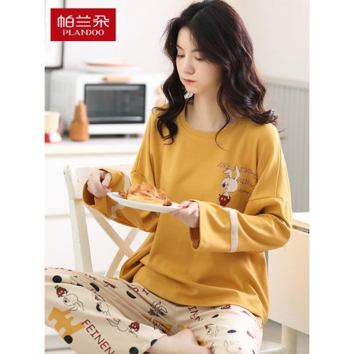 帕蘭朵睡衣春秋女款2026年新款純棉長袖全棉女士兔子寬鬆家居服