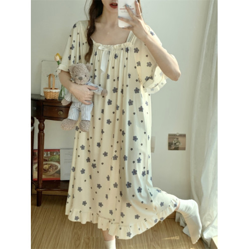 睡衣女夏網紅風冰絲夏季薄款甜美日系睡裙大碼200斤胖女孩睡衣裙