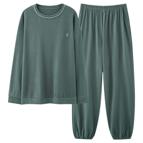 男士德絨長袖睡衣寬鬆加大碼套裝秋冬季加絨加厚保暖家居服可外穿