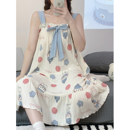 無袖吊帶睡裙女夏季黑色爆款超仙甜美韓版休閒居家女生宿捨睡衣裙