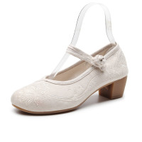 老北京布鞋女中高跟復古風搭配旗袍的鞋茶服古風漢服綉花鞋女