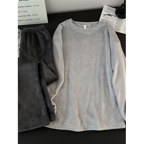 珊瑚絨情侶睡衣男女士加絨保暖法蘭絨秋冬款純色可外穿家居服套裝 珊瑚絨情侶睡衣男女士加絨保暖法蘭絨秋冬款純色可外穿家居服套裝