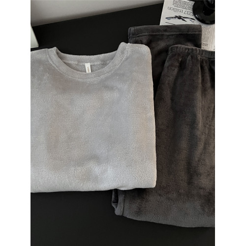 珊瑚絨情侶睡衣男女士加絨保暖法蘭絨秋冬款純色可外穿家居服套裝 珊瑚絨情侶睡衣男女士加絨保暖法蘭絨秋冬款純色可外穿家居服套裝