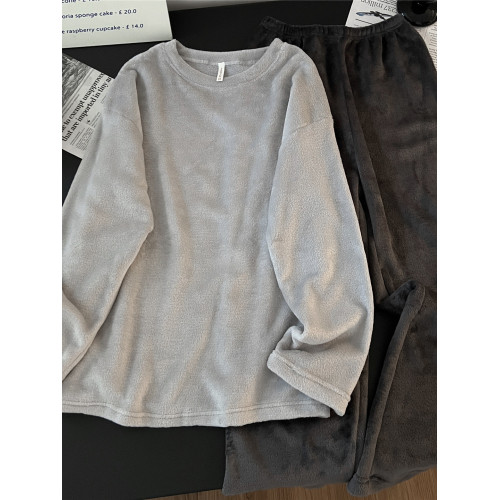 珊瑚絨情侶睡衣男女士加絨保暖法蘭絨秋冬款純色可外穿家居服套裝 珊瑚絨情侶睡衣男女士加絨保暖法蘭絨秋冬款純色可外穿家居服套裝