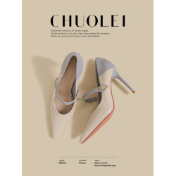 2025夏季新款法式淺口單鞋女藍色一字尖頭配裙子名媛氣質超高跟鞋