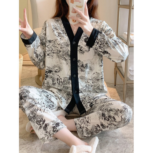 睡衣女春秋季純棉長袖褲2022年新款網紅風高級感家居服套裝可外穿