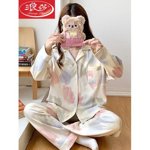 浪莎女士絕美睡衣春秋季純棉長袖可愛2026今年流行大碼可外穿