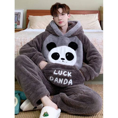 冬季法蘭絨睡衣男卡通加厚青少年男士連帽珊瑚絨加大碼家居服套裝 冬季法蘭絨睡衣男卡通加厚青少年男士連帽珊瑚絨加大碼家居服套裝
