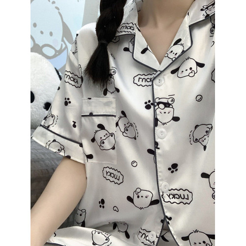 2025年新款冰絲睡衣女夏季短袖卡通可愛仿真絲綢胖mm加大碼家居服 2025年新款冰絲睡衣女夏季短袖卡通可愛仿真絲綢胖mm加大碼家居服