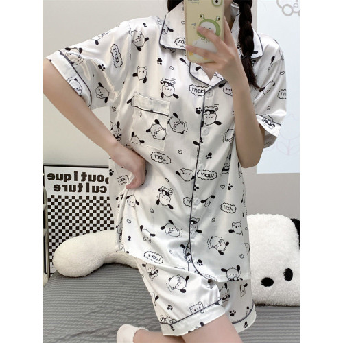 2025年新款冰絲睡衣女夏季短袖卡通可愛仿真絲綢胖mm加大碼家居服 2025年新款冰絲睡衣女夏季短袖卡通可愛仿真絲綢胖mm加大碼家居服