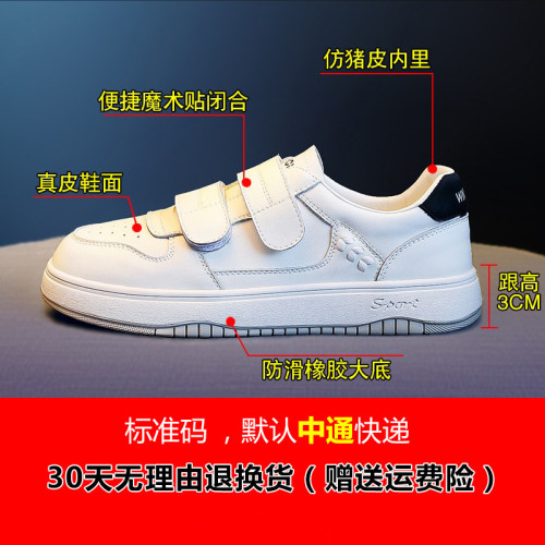 真皮小白鞋女2025年春季新款爆款女鞋百搭單鞋魔術貼休閒運動板鞋