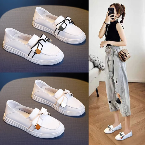 小白鞋女2025新款配裙子女鞋百搭一腳蹬鞋子日系休閒板鞋女款秋季