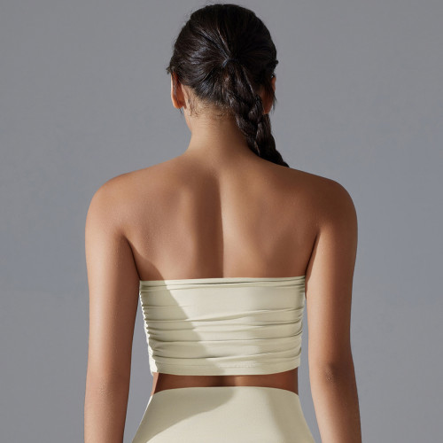 瑜珈抹胸健身裹胸外穿防震聚攏擼鐵跳舞蹦迪運動背心內衣無肩帶