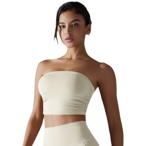 瑜珈抹胸健身裹胸外穿防震聚攏擼鐵跳舞蹦迪運動背心內衣無肩帶