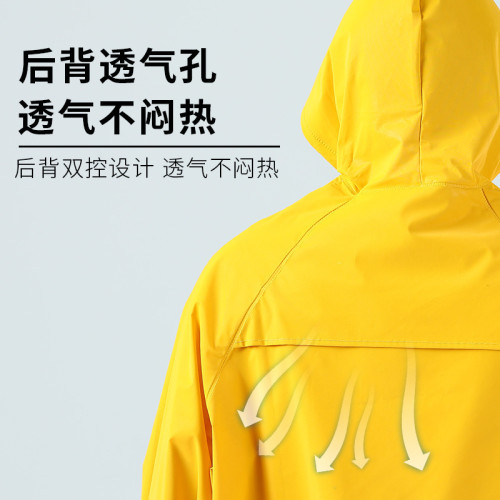 黃色連體雨衣PVC帶帽貼布長款雨衣套裝塗層防水服雨披IMPA190431