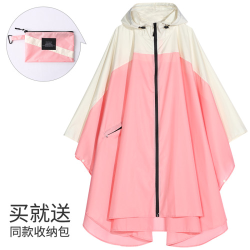 時尚拼接鬥篷雨衣旅行徒步後後背包成人男女大碼雨披防水風衣玩水外套