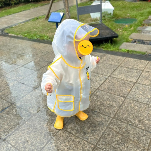 兒童雨衣男童女童寶寶防水幼兒園小學生小黃鴨雨披鬥篷式透明雨衣