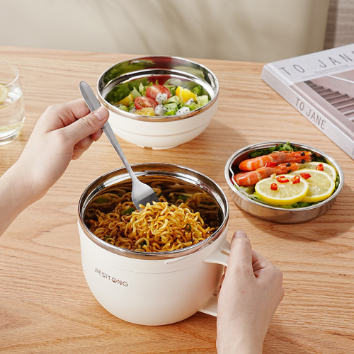 304不鏽鋼學生飯盒密封防漏雙層便當盒帶蓋泡麵碗食堂打飯碗