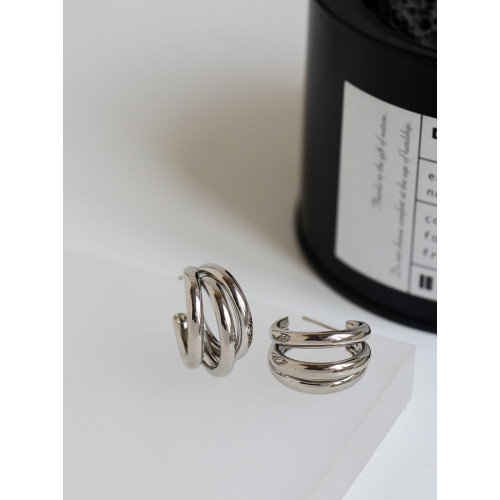 S925銀針歐美風誇張金屬爪子三環圈圈耳環冷淡風個性潮人網紅耳飾 S925銀針歐美風誇張金屬爪子三環圈圈耳環冷淡風個性潮人網紅耳飾