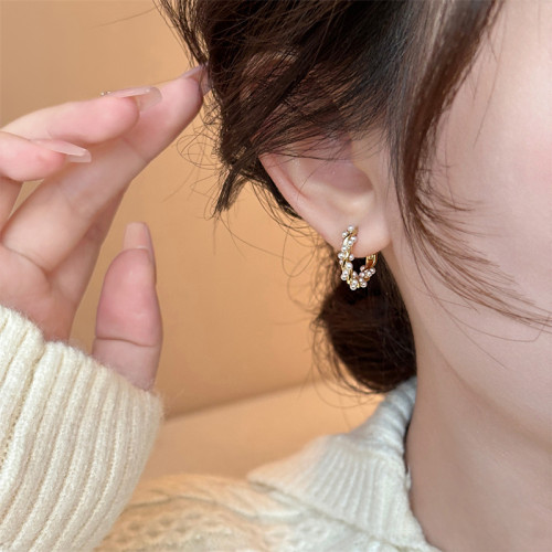 金色珍珠耳圈耳環女巨好看耳釘釦2026新款輕奢高級感氣質大氣耳飾