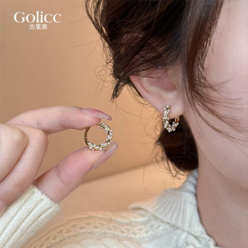 金色珍珠耳圈耳環女巨好看耳釘釦2026新款輕奢高級感氣質大氣耳飾