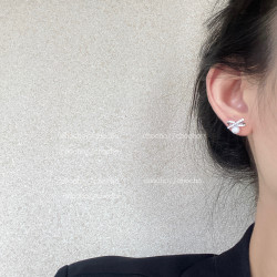 chocho/高級感微鑲鋯石甜美珍珠蝴蝶結耳環小巧氣質溫柔耳釘耳飾