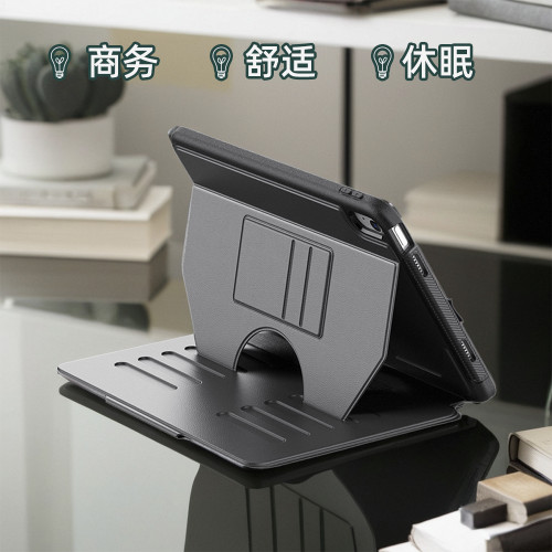 適用於ipad保護殼帶筆槽三折殼可拆硬底防摔防彎air4/5 11寸mini6商務蘋果帶繙蓋休眠ipad2022款第十代10.9寸