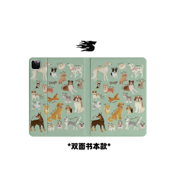 原創小衆綠復古可愛狗狗適用iPad11代2026款11寸Pro蘋果Air6Y折三折防彎保護套2021第九代亞克力mini7帶筆槽