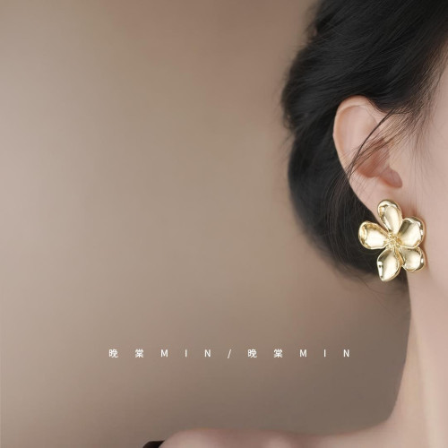 晚棠MIN 摩洛哥花園~復古港風紅色花朵耳釘高級輕奢耳環A400/401