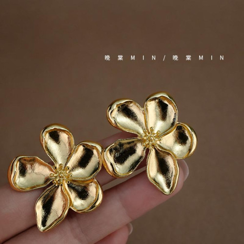 晚棠MIN 摩洛哥花園~復古港風紅色花朵耳釘高級輕奢耳環A400/401