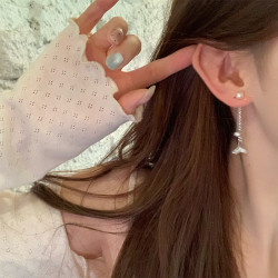 適合圓臉的兩戴式耳飾魚尾流蘇珍珠耳釘女輕奢高級感氣質大氣耳環