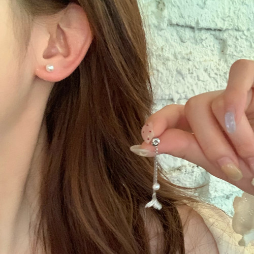 適合圓臉的兩戴式耳飾魚尾流蘇珍珠耳釘女輕奢高級感氣質大氣耳環