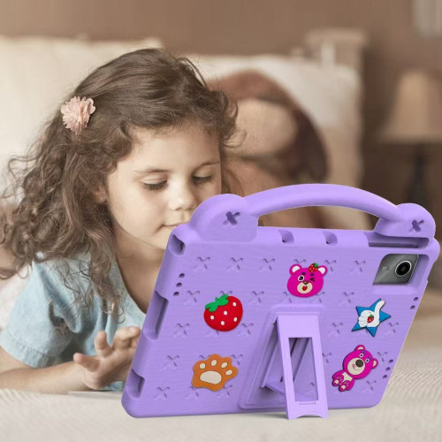 卡通草莓熊兒童平板保護套適用蘋果ipadAir11EVA防摔Pro13手提便捷ipad10隱形支架mini6兒童保護殼pro12.9寸